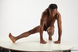 Nude Man Black Athletic Black Dancing Dreadlocks Realistic